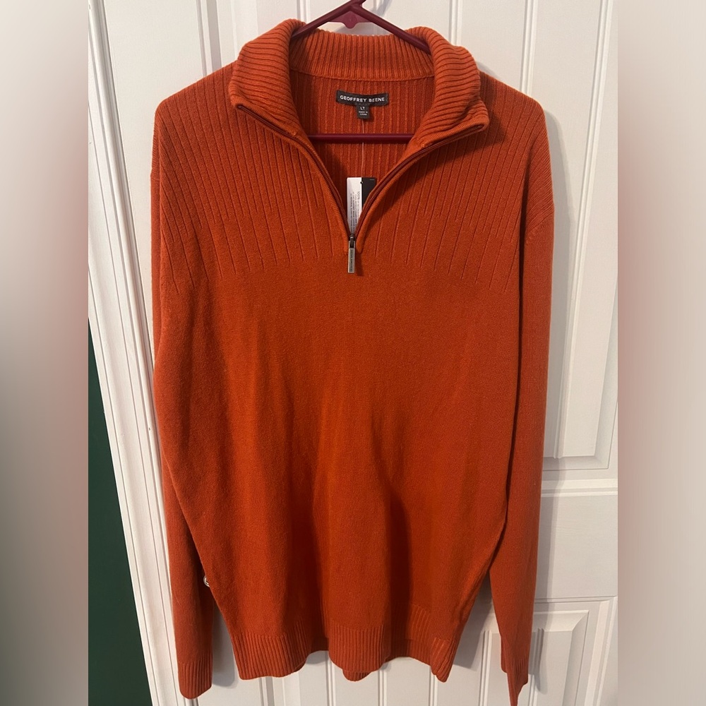 Geoffrey Beene Tall / Large quarter zip burnt orange quarter zip sweater